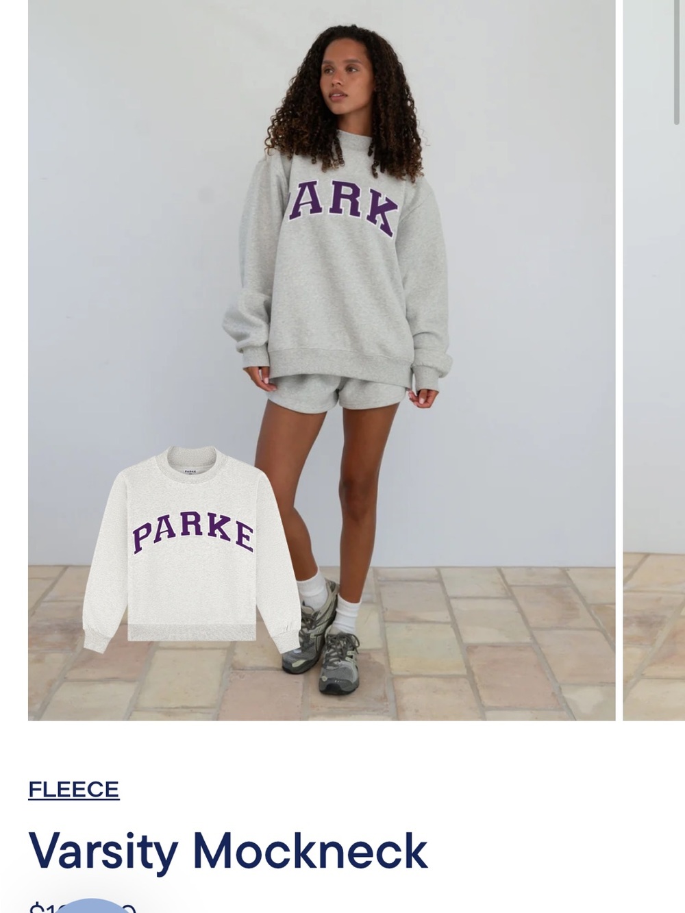 Parke Light Gray Mockneck Sweatshirt with Purple Logo